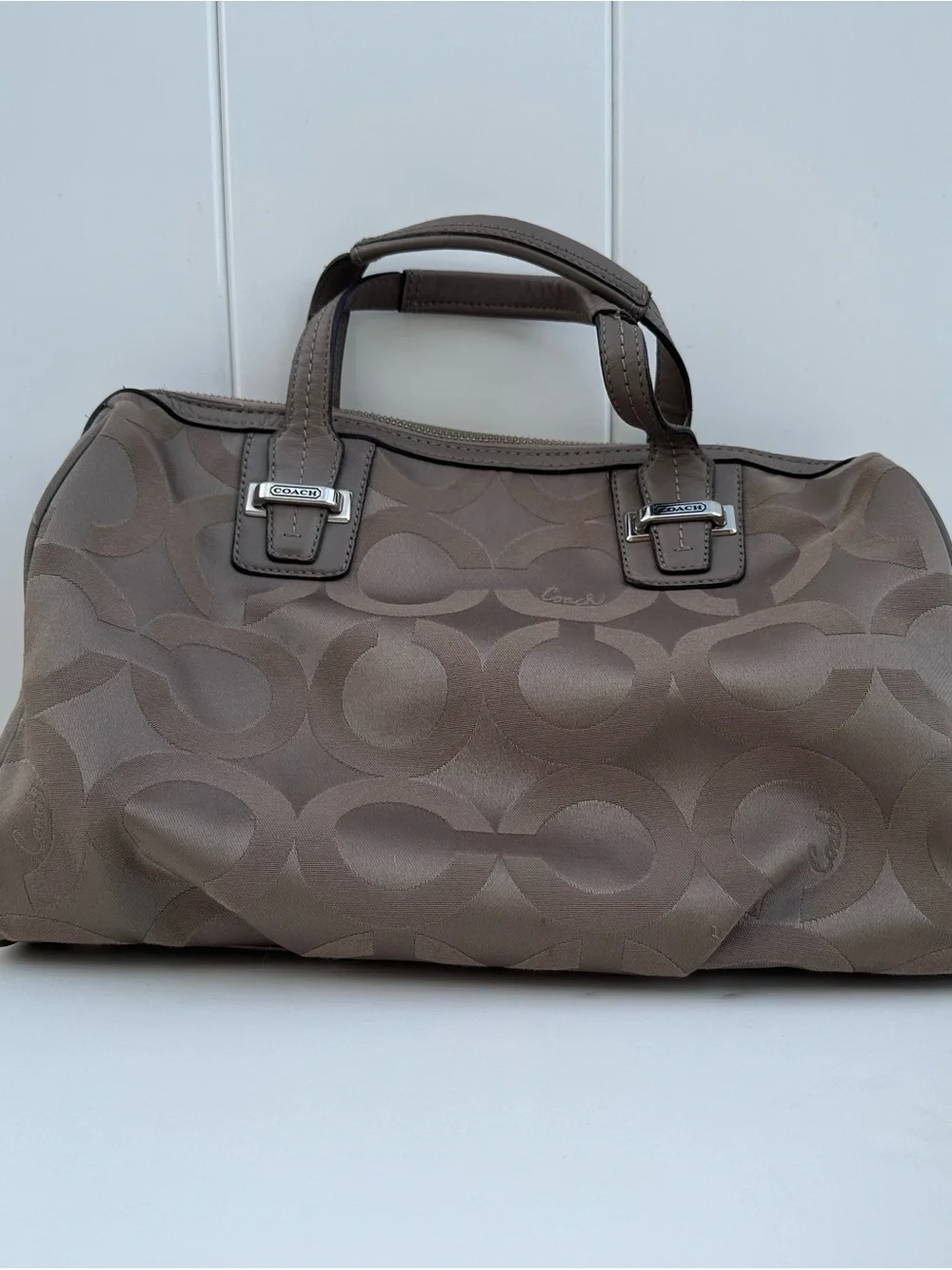 Sold - Coach Neutral Signature Satchel in Taupe